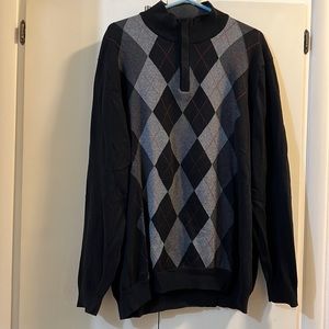 Tasso Elba Long Sleeve Mens 100% cotton pre-owned sweater Size XXL Black grey